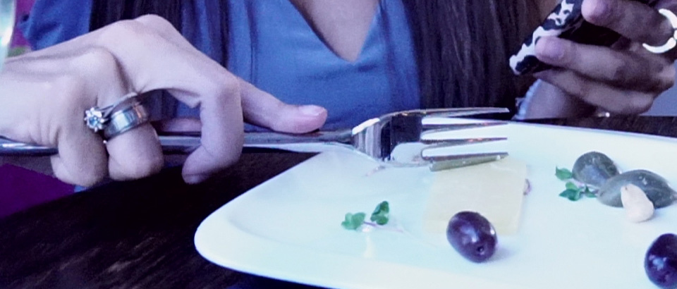 REZBOD one-handed eating utensil in cutting position